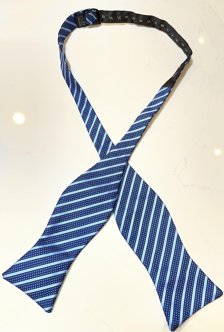 Mens Blue Bow Tie One Size 100% Silk Self-Tie Formal Adjustable Hand Tailored